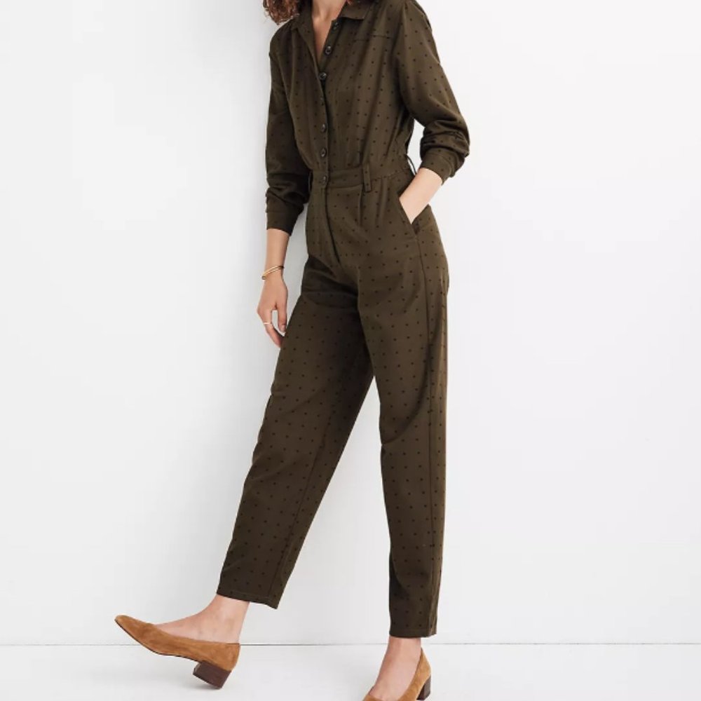 Madewell Seamed Coverall Jumpsuit in Grid Dot